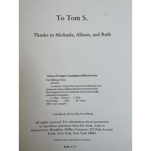 Jumanji by Chris Van Allsburg First Edition, First Printing 1981 - Picture 3 of 6